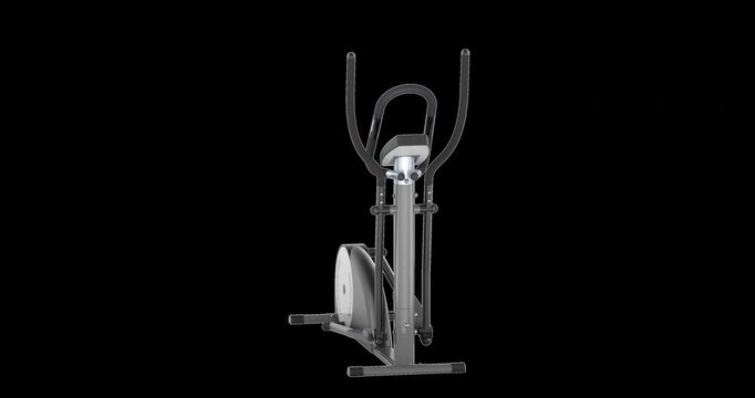 Elliptical cross trainer  rotation animation seamlessly loopable. 3D rendering isolated on transparent background
