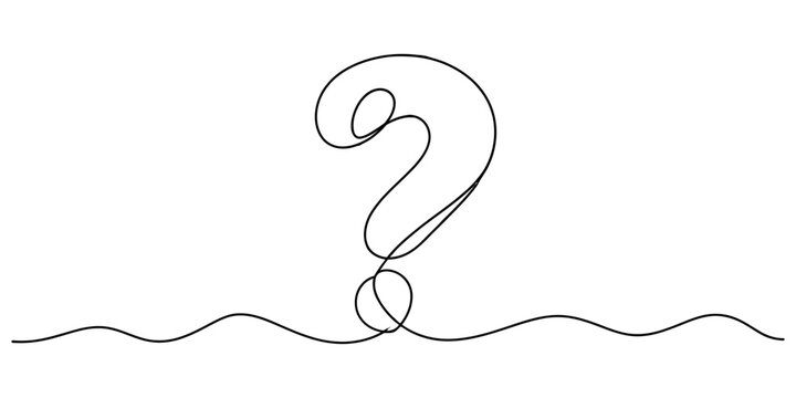 Continuous single line drawing of a question mark symbol isolated on a white background Vector, illustration