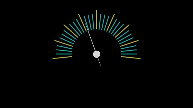 Animated Speedometer Gauge with Rotating Needle on Black Background