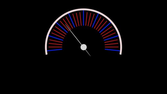 Animated Speedometer Gauge Needle on Black Background