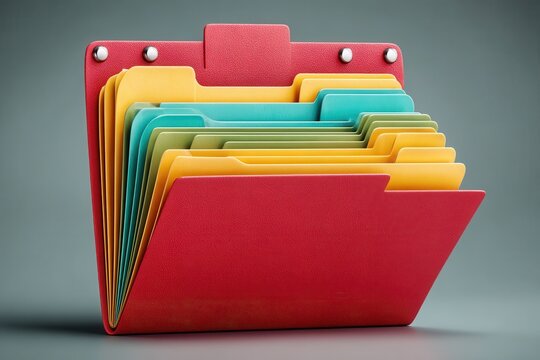Colorful file folder with documents organized neatly