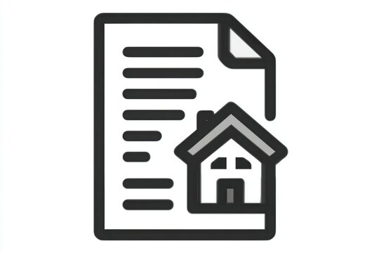 House on document icon for real estate contract