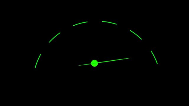 Animated Speedometer Gauge with Moving Needle on Black Background