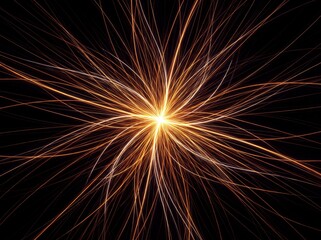 Obraz premium Abstract radial burst of glowing filaments converging into a bright core