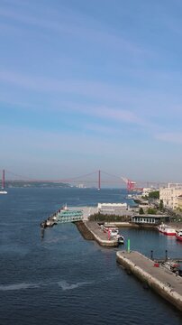 Panoramic view of Lisbon cityscape, historic Alfama neighborhood and Tagus River