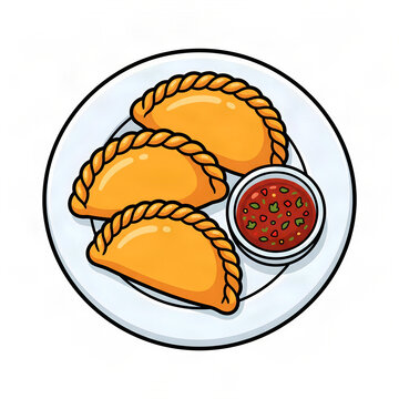 Empanadas with Dipping Sauce Illustration