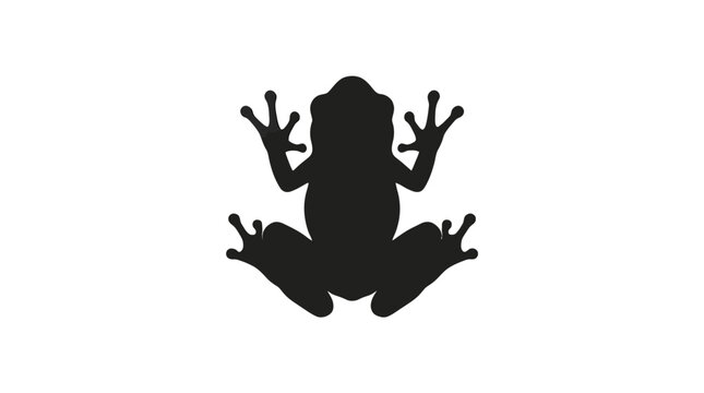 Minimalist black frog silhouette icon created with flat graphic design style for modern web interface elements
