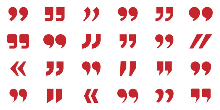 Quotation Marks Icon Set - Opening and Closing Quote Symbols on White Background