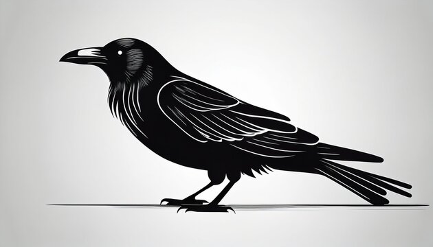 black silhouette of a crow bird