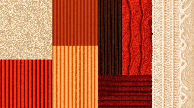 Geometric Knitted Textile Background with Warm Autumn Color Fabric Textures