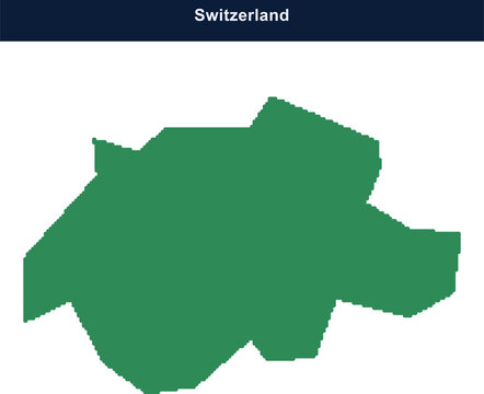 Green map of switzerland country shape isolated on a dark blue header background