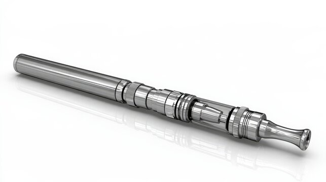Digital vape pen resting on bright white surface