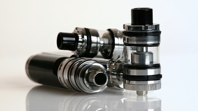 Digital vape pen resting on bright white surface