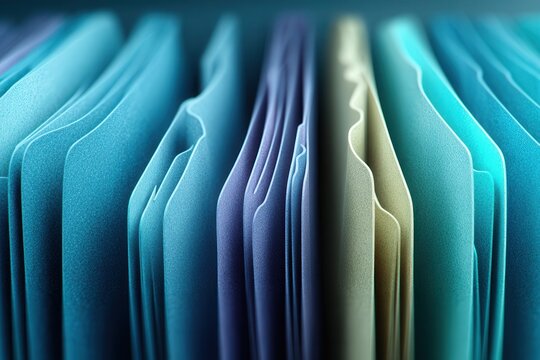 Abstract background of layered textured paper sheets in blue