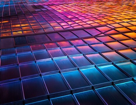 a close up view of a grid pattern on a floor with a gradient of colors