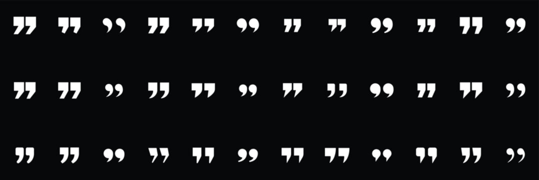 Set of quote mark, quotes icon, sign, symbol, emblem. Ditto marks icon set. Quotation marks. Dialogue discussion symbol for UI UX, website, mobile app