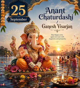 Anant chaturdashi and ganesh visarjan celebration with traditional idol
