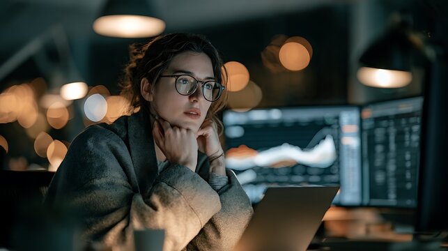 Forecasting Platform supply chain analyst reviewing AI-powered demand forecasting platform, machine learning model predictions overlaid on actual sales history showing accurate forecast lines, 