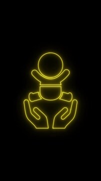 Baby care , toddler or infant care flat neon icon 4K video animation with alpha channel	