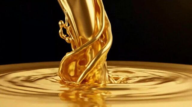 Close-up of golden liquid pouring into a glass