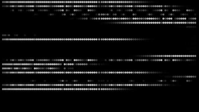 black and white background technology, network, abstract art digital, futuristic a pattern of white dot cycle  moving forward, ,animation concept.4K