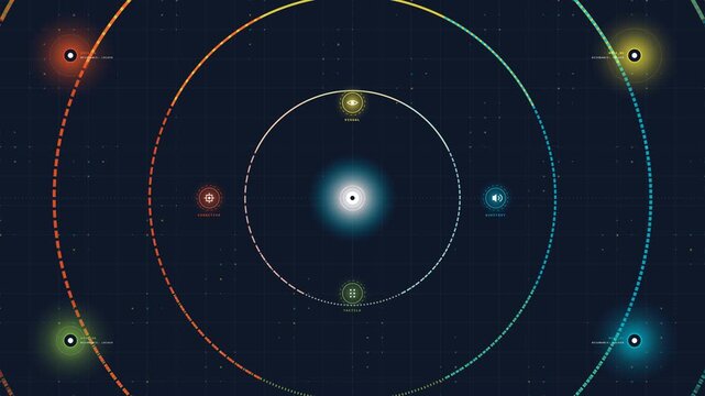A conceptual 2D animation illustrating the flow of knowledge through various accessibility filters, representing inclusive education and diverse learning support systems.