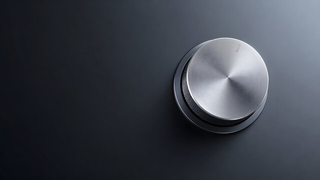 Metallic volume knob on dark background