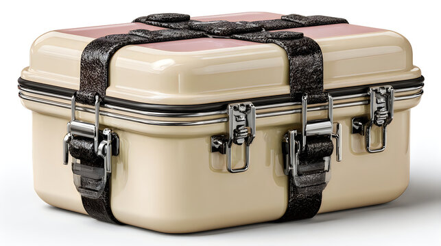 Premium pink baggage case featuring classic shape elegant details pictures