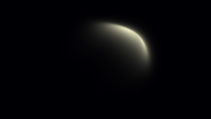 A glowing crescent moon shape light beam in deep dark black space © hashanur