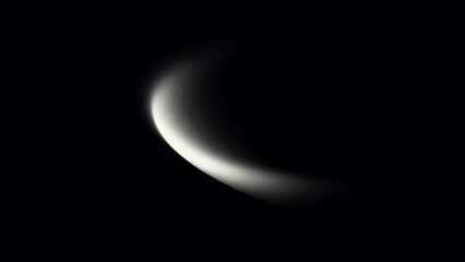 Abstract glowing white crescent shape on a deep black background © hashanur