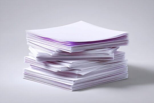 Stack of white paper sheets on a clean gray background