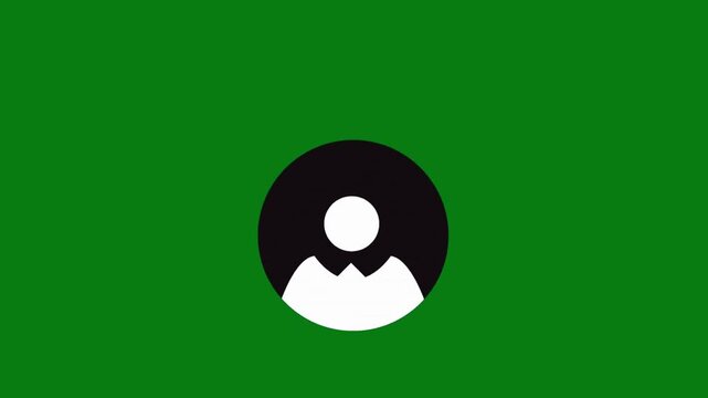 Generic user avatar icon on green background video animation