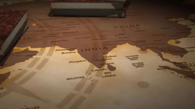 Vintage cinematic map of india