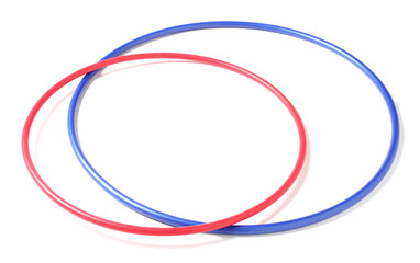 Two color hula hoops isolated on white © New Africa