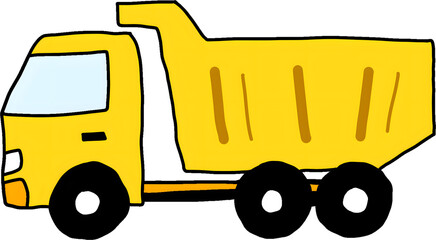Hand Drawn Yellow Dump Truck Illustration © 여행좋아