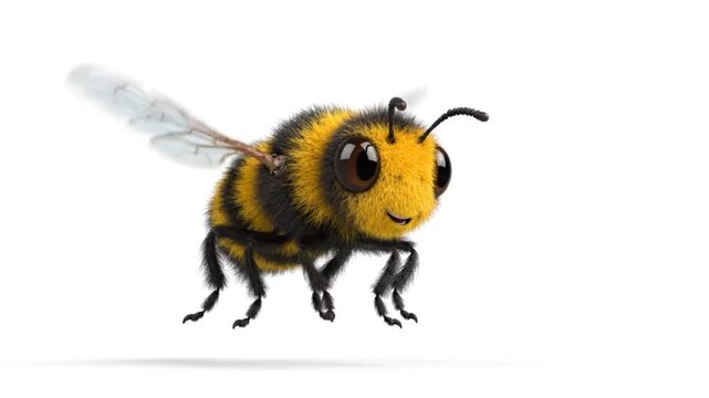 Cute cartoon honey bee character hovering with wings in motion insect animal