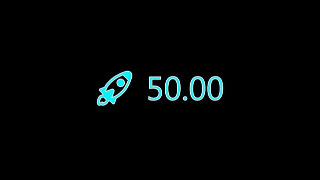 4K Smooth Modern Rocket Launch Counter 0% to 100% Motion Graphic. Animated Rocket Launch Progress Bar 0-100 with Alpha Channel.