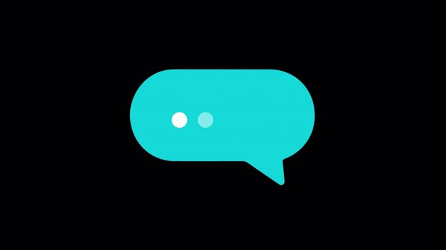 4K cyan chat bubble with typing dots and alpha channel animation