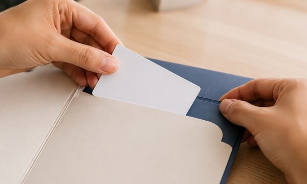 Placing a blank card in a folder