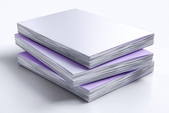 Stack of paper documents on clean white background