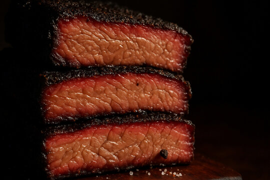 Seared Kangaroo Tail Meat Cross Section Macro - Sustainable Exotic Protein - Warm Documentary Food Photography