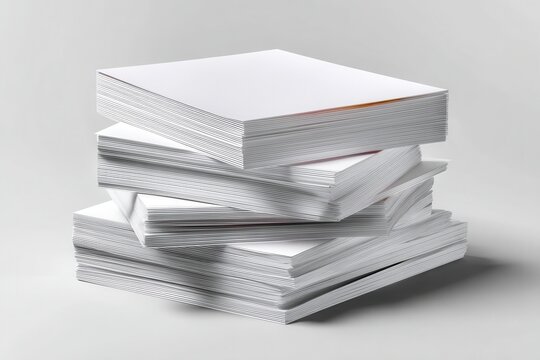 Stack of white paper sheets on a clean studio background