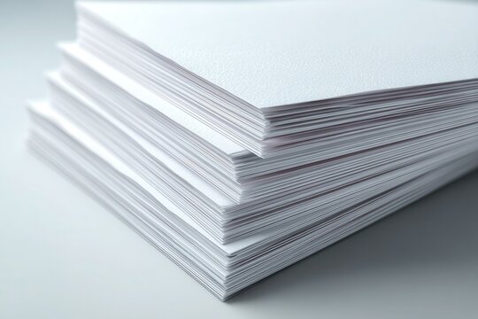 Stack of white paper sheets on a light surface