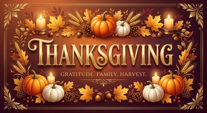 Luxury Thanksgiving Gold Typography Illustration