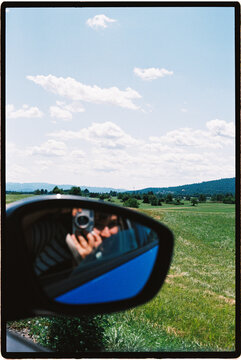 Car mirrror selfie