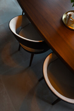 Minimalist Wooden Dining Table with Upholstered Chairs