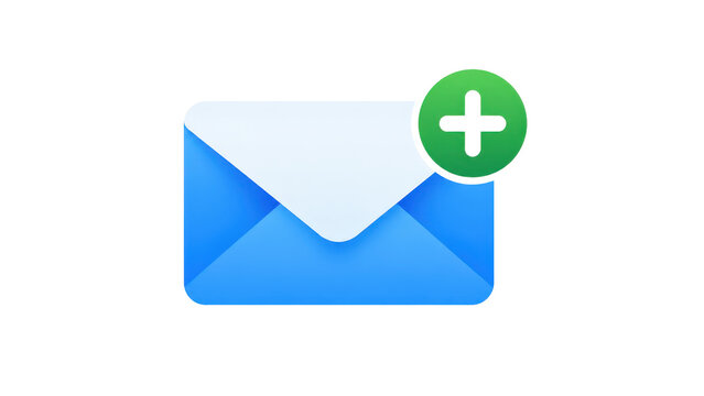 Email Envelope Icon with Green Plus Sign