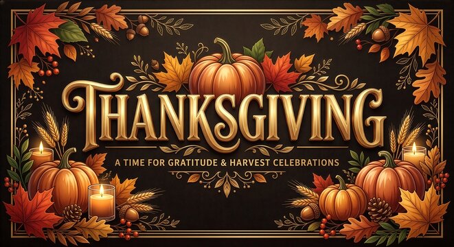 Luxury Thanksgiving Gold Typography Illustration