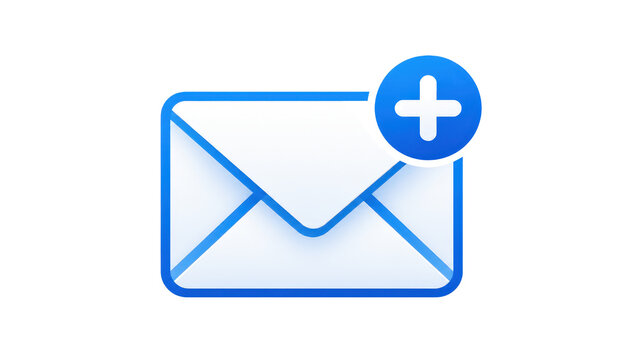 Email Icon with Plus Symbol for New Message or Contact