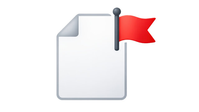 File Document Icon with Red Flag for Priority Notification